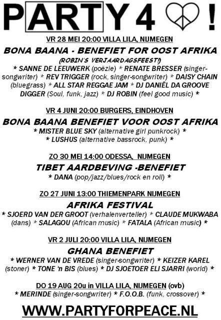 Party For Peace flyer zomer 2010
