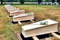 De kisten en graven van de 10 nazisoldaten en evt. anderen op nazibegraafplaats 